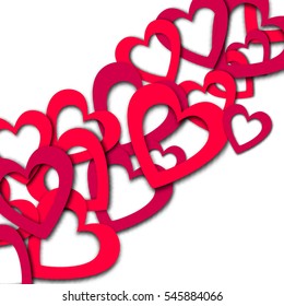 Paper the red heart banner vith drop shadovs. Vector illyustration