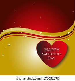 Paper red heart on a bright yellow background vector