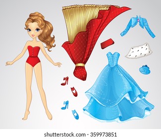 Paper Red Princess Doll Stock Vector (Royalty Free) 359973851 ...