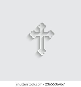 paper Religion cross icon vector church sign