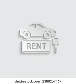 paper  rent car vector icon auto rent