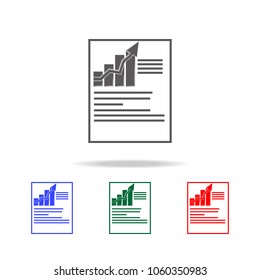 Paper Report with trend up icon. Elements of chart and trend diagram multi colored icons. Premium quality graphic design icon. Simple icon for websites, web design, mobile app on white background
