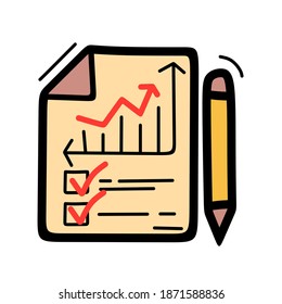 informes de papel y bolígrafos. Informa un icono vectorial para el diseño web aislado en fondo blanco. Símbolo de informes simple y moderno para logotipo, web, aplicación, interfaz de usuario. Ilustración vectorial plana para diseño gráfico y web