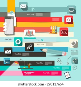 Paper Retro Flat Design Vector Infographic Layout