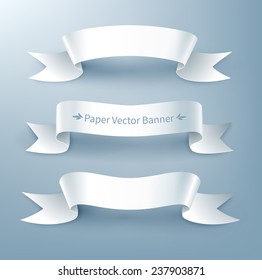 Paper ribbon banner, vector illustration. Isolated.