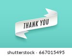 Paper ribbon with text Thank You. Colorful vintage banner with white paper ribbon with shadow and motivation message thank you. Hand-drawn element for Thanksgiving Day. Vector Illustration