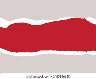 Paper Ripped off on red background with space for text, vector art and illustration