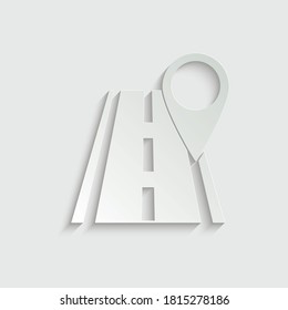 paper Road icon with gps icon. black vector 