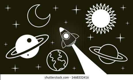 Paper Rocket Paper Art With White Tone Background Vector Illustration