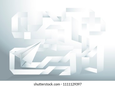 Paper  rocket fold with Paper  fold  Be a line - Creative space background Free Vector.

