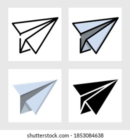 Paper rocket icon vector design in filled, thin line, outline and flat style.