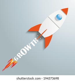 Paper rocket on the grey background. Eps 10 vector file.