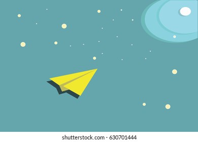 Paper Rocket on The Sky Flat design