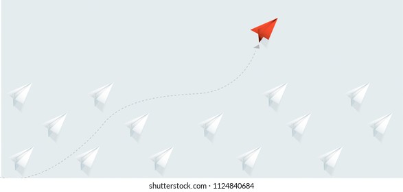 Paper  rocket red and Paper  rocket White  various -Vector  idea adn concept. 
