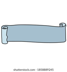 paper roll banner with space  for text. Doodle icon image. cartoon character, cute doodle drawing.