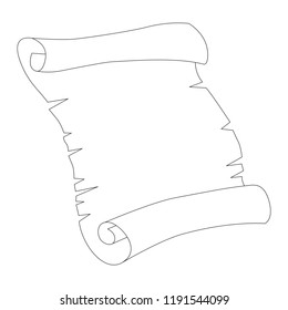 Paper Roll colorless cartoon. Outlined illustration with thin line black stroke