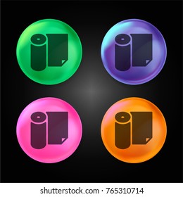 Paper roll crystal ball design icon in green - blue - pink and orange.