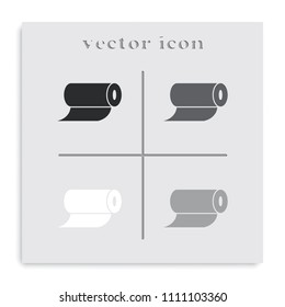 Paper roll flat black and white vector icon.