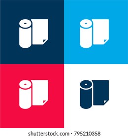 Paper roll four color material and minimal icon logo set in red and blue