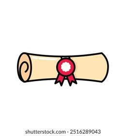 Paper roll graduate bachelor learning icon, Outline symbol icon. Editable vector stroke.