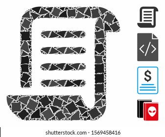 Paper roll icon mosaic of irregular items in various sizes and color tinges, based on paper roll icon. Vector uneven items are combined into mosaic.  