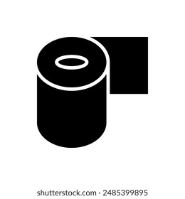 paper roll icon, silhouette vector isolated on white background. simple and modern design
