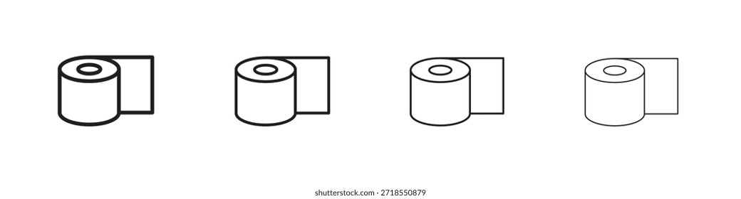 Papierrollen-Symbole, Satz von linearen Symbolen. Schwarze lineare Palmensymbole