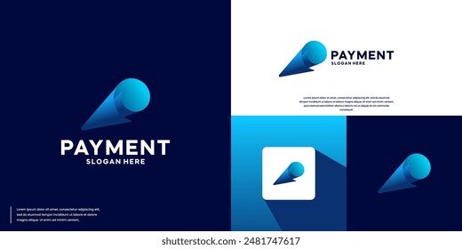 paper roll logo with letter P concept, payment transaction, logo design vector.
