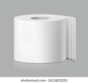 Paper roll mockup. Vector illustration isolated on grey background. Front view. Can be use for template your design, presentation, promo, ad. EPS10.	