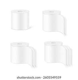 Paper roll package mockup. Vector illustration isolated on white background. Half side view. Can be use for template your design, presentation, promo, ad. EPS10.