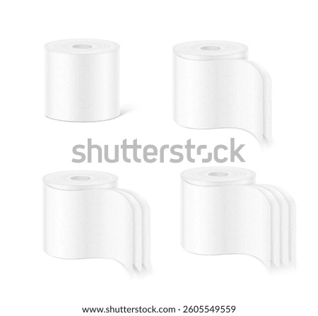 Paper roll package mockup. Vector illustration isolated on white background. Half side view. Can be use for template your design, presentation, promo, ad. EPS10.
