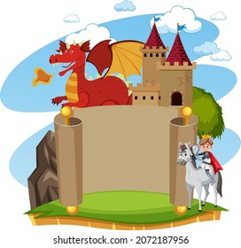 Paper roll template medieval theme illustration