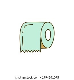 Paper roll toilet tissue icon in color icon, isolated on white background 