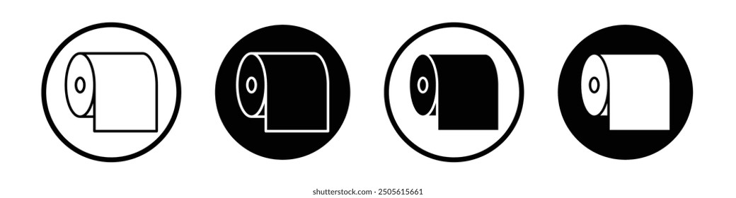 Paper roll vector icon set black filled and outlined style.