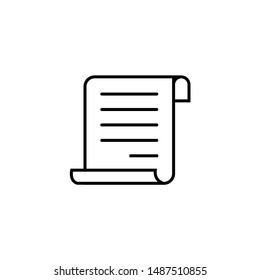 Paper roll vector icon. Style is flat rounded symbol, black color, rounded angles, light white background.