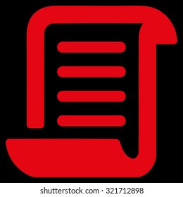 Paper Roll vector icon. Style is flat symbol, red color, rounded angles, black background.