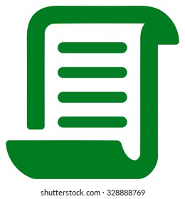 Paper Roll vector icon. Style is flat symbol, green color, rounded angles, white background.