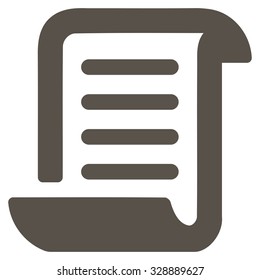 Paper Roll vector icon. Style is flat symbol, grey color, rounded angles, white background.