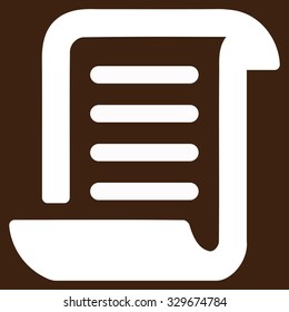 Paper Roll vector icon. Style is flat symbol, white color, rounded angles, brown background.