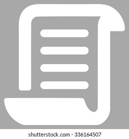 Paper Roll vector icon. Style is flat symbol, white color, rounded angles, silver background.