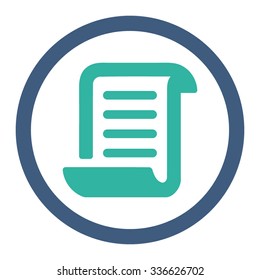Paper Roll vector icon. Style is bicolor flat rounded symbol, cobalt and cyan colors, rounded angles, white background.