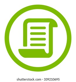 Paper Roll vector icon. Style is flat rounded symbol, eco green color, rounded angles, white background.