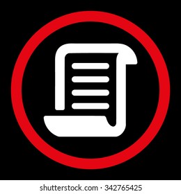 Paper Roll vector icon. Style is bicolor flat rounded symbol, red and white colors, rounded angles, black background.
