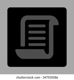 Paper Roll vector icon. Style is flat rounded square button, gray and black colors, silver background.