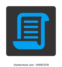 Paper Roll vector icon. Style is flat rounded square button, blue and gray colors, white background.
