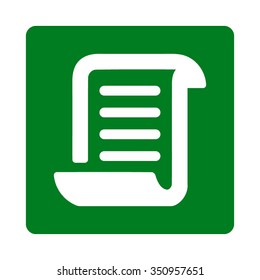 Paper Roll vector icon. Style is flat rounded square button, white and green colors, white background.