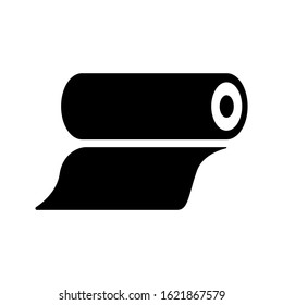 Paper roll, wallpaper icon on black background. Flat vector illustration.