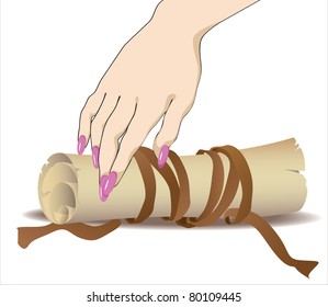 paper roll and a woman's hand