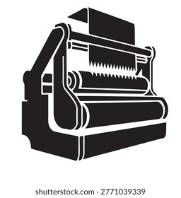 Paper Rolling Mill Printing Press Industrial Machinery Vector Icon for Publishing Manufacture and Paper Industry Design Illustration