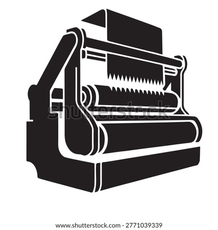 Paper Rolling Mill Printing Press Industrial Machinery Vector Icon for Publishing Manufacture and Paper Industry Design Illustration